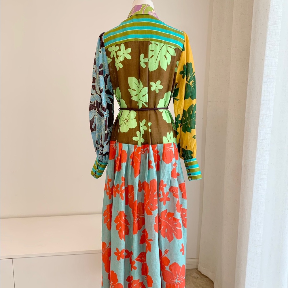 ALEMAIS Multicolor Floral Patchwork Long Sleeve Maxi Dress - Picture 7 of 8